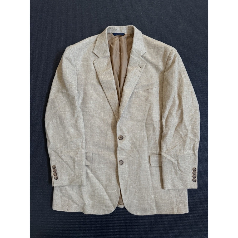 Brooks Brothers Madison Sport Coat Blazer Jacket Mens 42R Plaid Wool Silk Linen